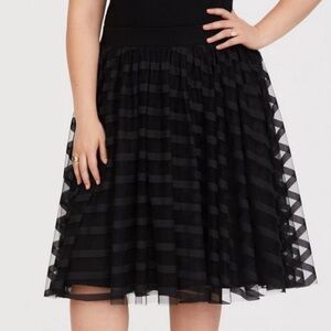 Torrid Black Stripe Mesh Skater Skirt